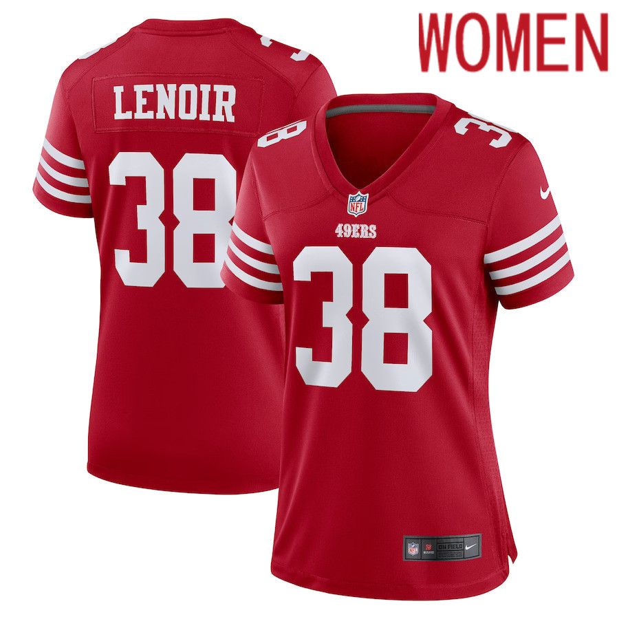 Women San Francisco 49ers #38 Deommodore Lenoir Nike Scarlet Game Player NFL Jersey->women nfl jersey->Women Jersey